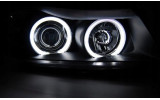Чорні тюнінг передні фари BMW E90 / E91 CCFL angel eyes