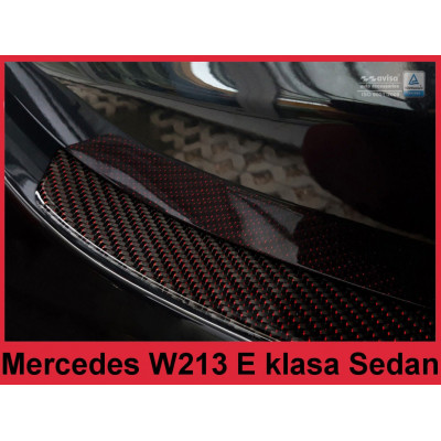 Накладка на бампер із загином Mercedes E W213 Carbon (red) Sedan