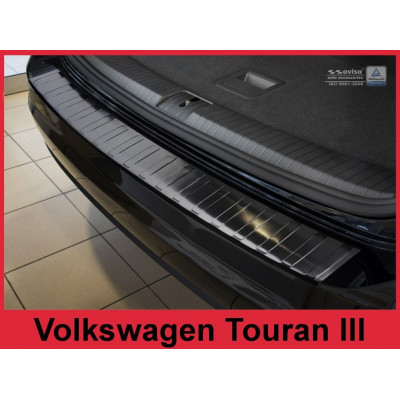 Накладка на бампер із загином та ребрами Volkswagen Touran III, 5d, minivan (чорна)