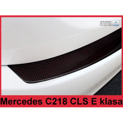 Накладка на бампер із загином Mercedes CLS C218 Carbon (red)