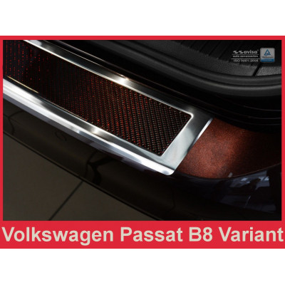 Накладка на бампер із загином Volkswagen Passat B8 Variant (kombi), сталь+carbon red