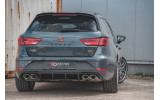 Дифузор заднього бампера з ребрами Seat Leon Cupra ST MK3 FL вер.3 (подвійні насадки)