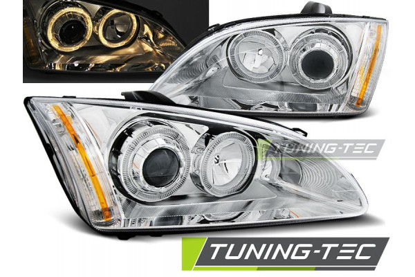 Передні хромовані фари FORD FOCUS МК2 2004-2008 angel eyes