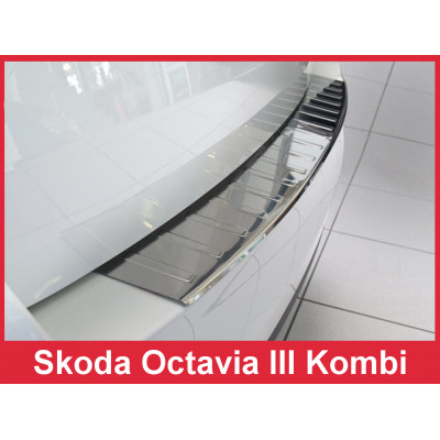 Захисна накладка на бампер із загином та ребрами Skoda Octavia III Kombi