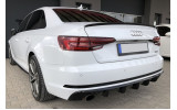 Дифузор заднього бампера Audi A4 B9 S-line під дві одинарні труби