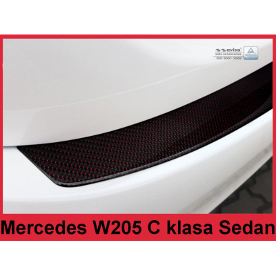 Накладка на бампер із загином Mercedes C W205 Carbon (red)