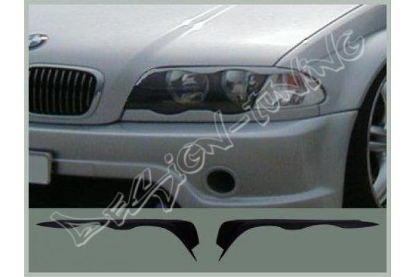 Вії (накладки на фари) BMW E46 дорестайл (з вирізами)