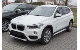 Накладка на бампер із загином та ребрами BMW X1 F48 (чорна)