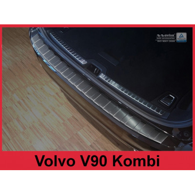 Накладка на бампер із загином та ребрами Volvo V90 Kombi (чорна)