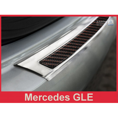 Накладка на бампер із загином Mercedes GLE C292 сталь+carbon red