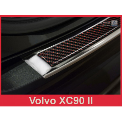 Накладка бампера Volvo XC90 (сталь+carbon red)