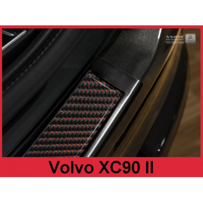 Накладка на бампер Volvo XC90 (чорна сталь+carbon red)