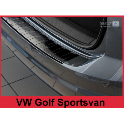 Накладка на бампер із загином та ребрами Volkswagen Golf Sportsvan (чорна)