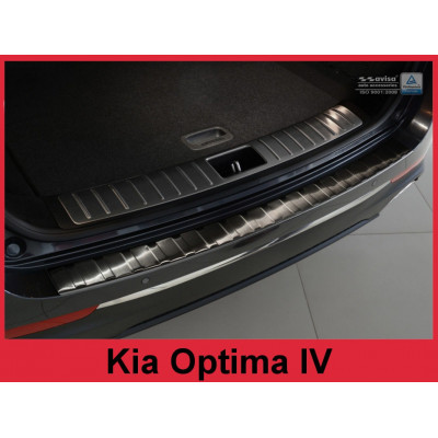 Накладка на бампер із загином та ребрами Kia Optima IV Combi (чорна)