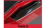Захисна накладка на бампер із загином Tesla Model S Liftback (чорна сталь+carbon)