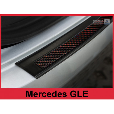 Накладка на бампер із загином Mercedes GLE C292 чорна сталь+carbon red