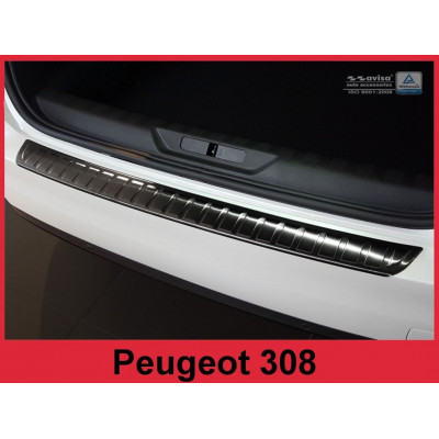 накладка на бампер із загином Peugeot 308 II Hatchback (чорна)