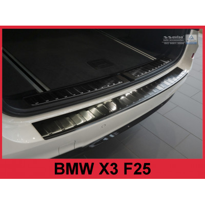 Накладка на бампер із загином та ребрами BMW X3 F25 (чорна)