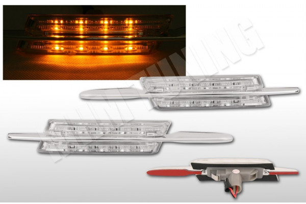 Бічні LED повторювачі поворотів BMW E46 хром