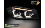 Чорні передні LED фари BMW F10/F11 рестайл 3D ANGEL EYES