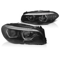 Чорні передні LED фари BMW F10/F11 рестайл 3D ANGEL EYES