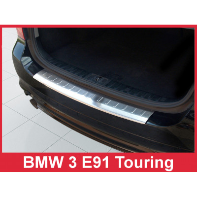 Накладка на бампер із загином та ребрами BMW 3 E91 Touring рест.
