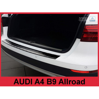 Накладка на бампер із загином та ребрами Audi A4 B9 Allroad чорна