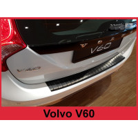 накладка на бампер із загином та ребрами Volvo V60 (чорна)